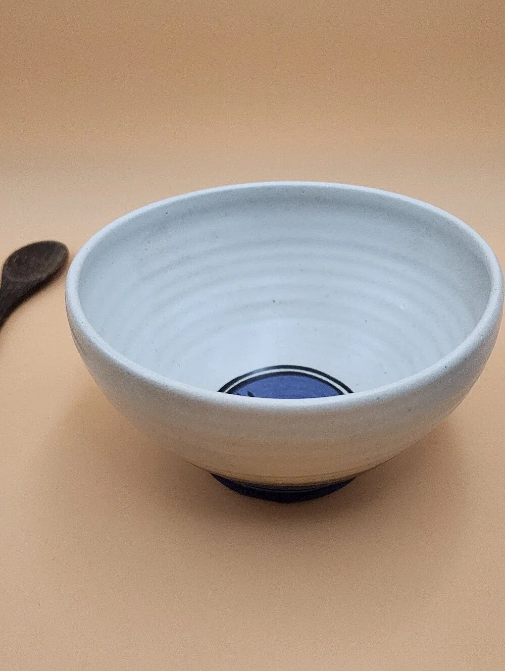 Artisan Japanese Style Tea Bowl Ceramic in Ombre Blues and Neutral colors
